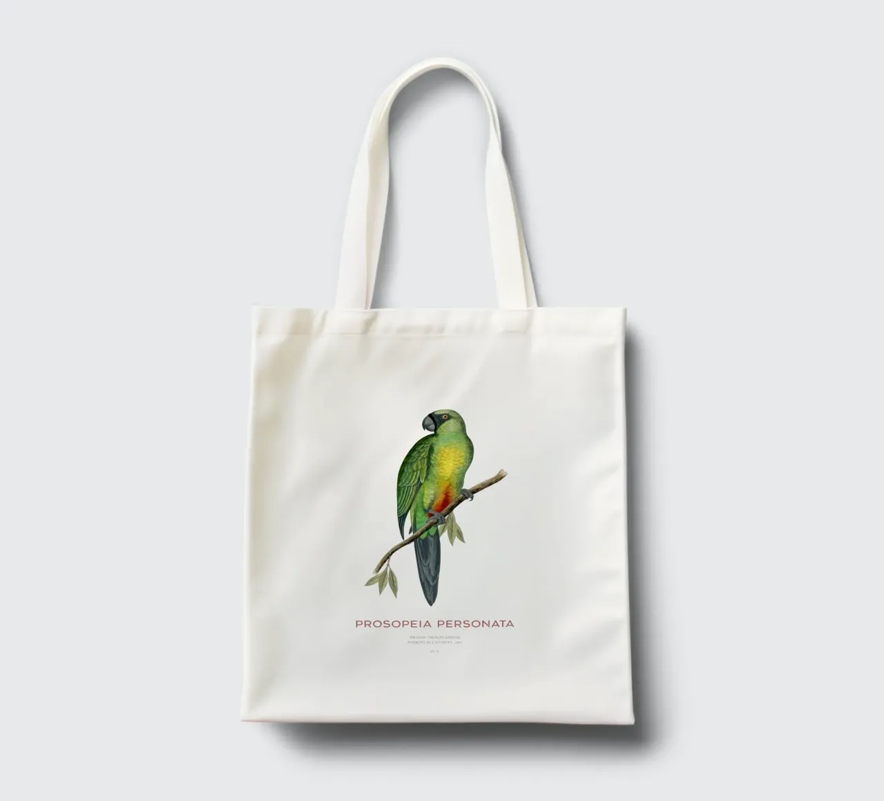 Pappagallo splendente mascherato o Prosopeia personata borsa in juta da Vintagrafica
