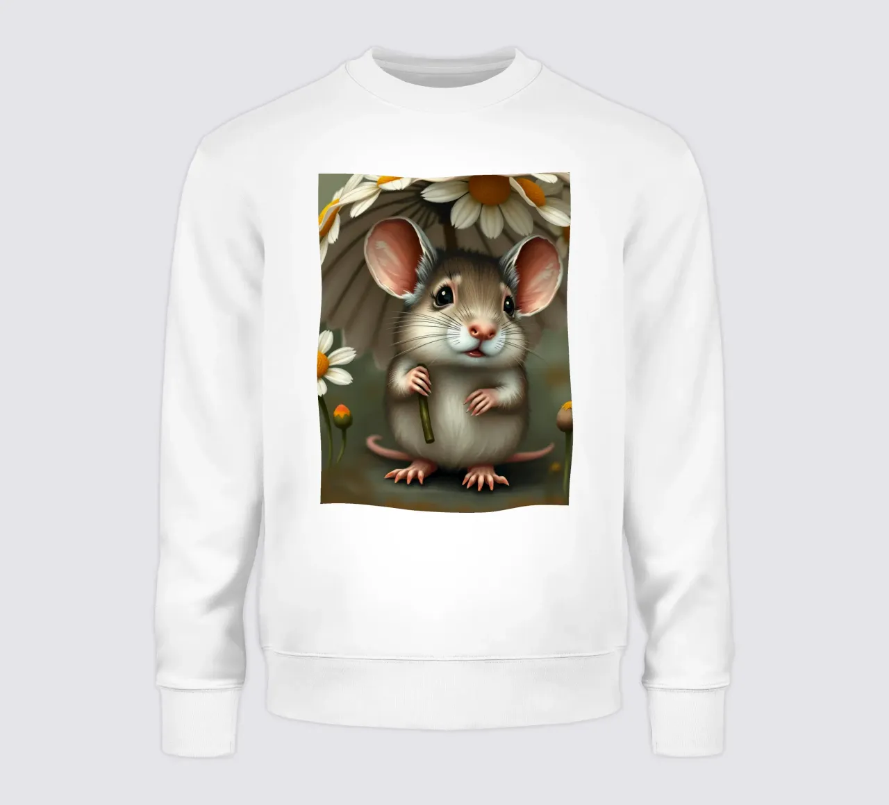 Une jolie souris abritée sous un parapluie de marguerites sweat de DesignDoodle