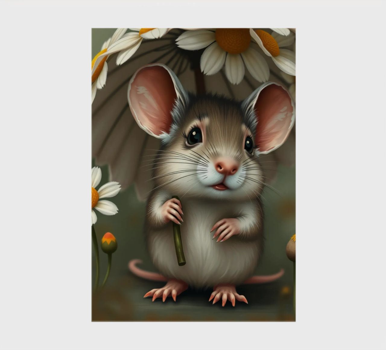 A cute mouse sheltered under a daisy umbrella notebook by DesignDoodle