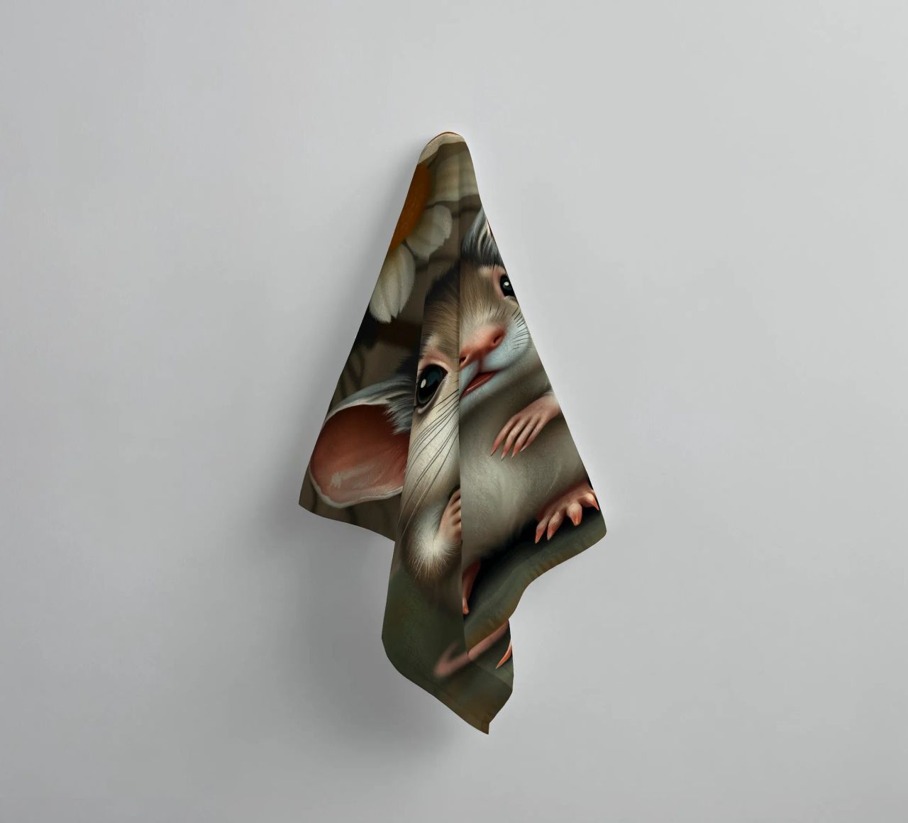 A cute mouse sheltered under a daisy umbrella towel by DesignDoodle