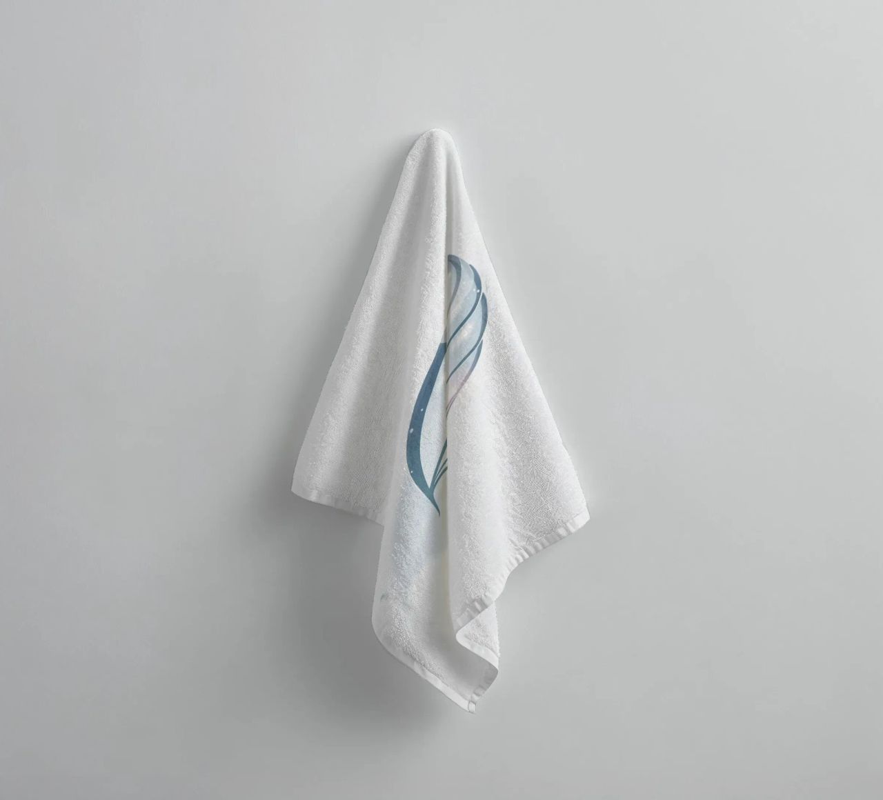 Elegant water droplet resting on a delicate leaf design agai towel by DesignDoodle