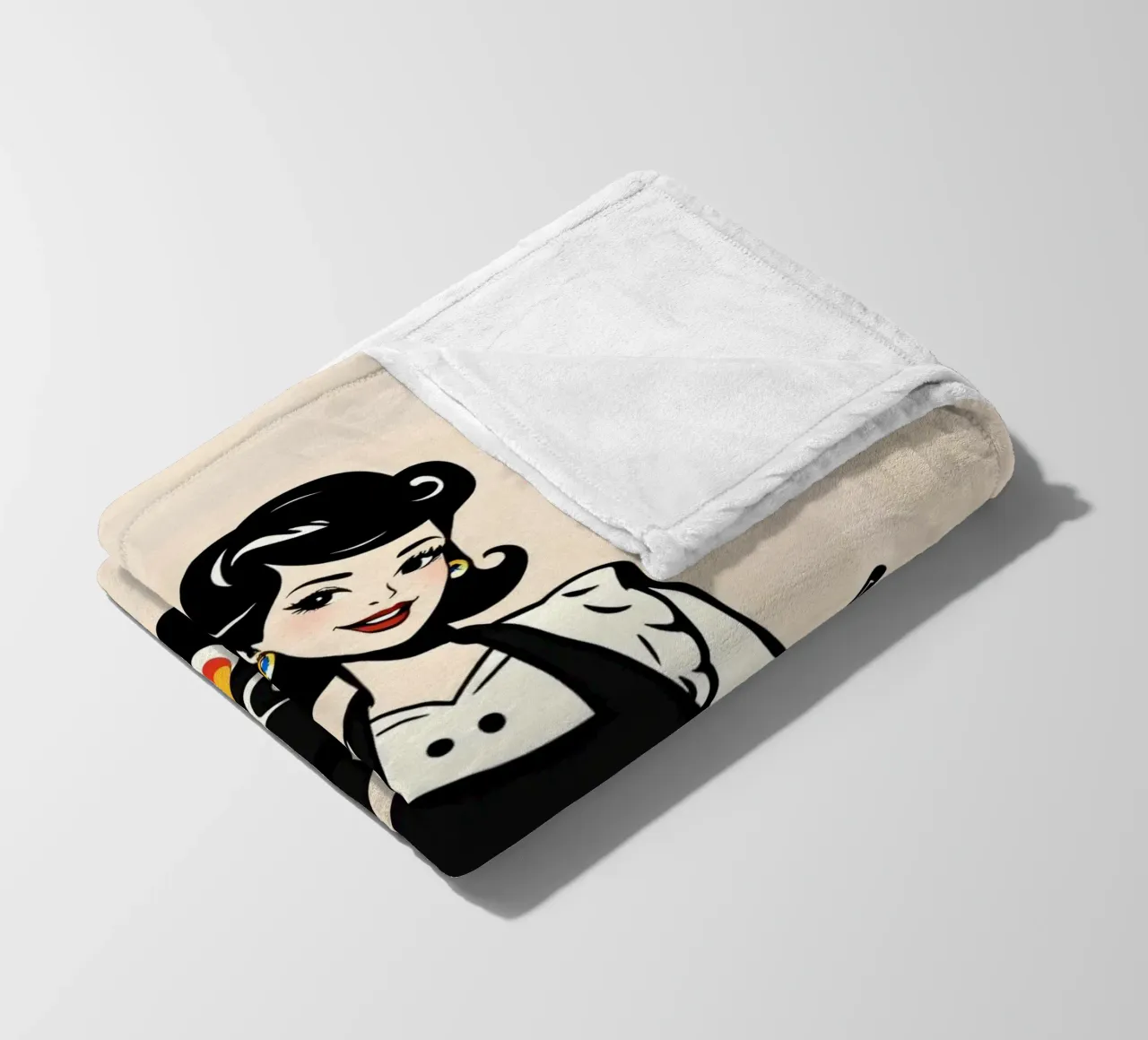 Un'ambientazione vintage in cucina dove una donna con il grembiule cucina coperta in pile da DesignDoodle