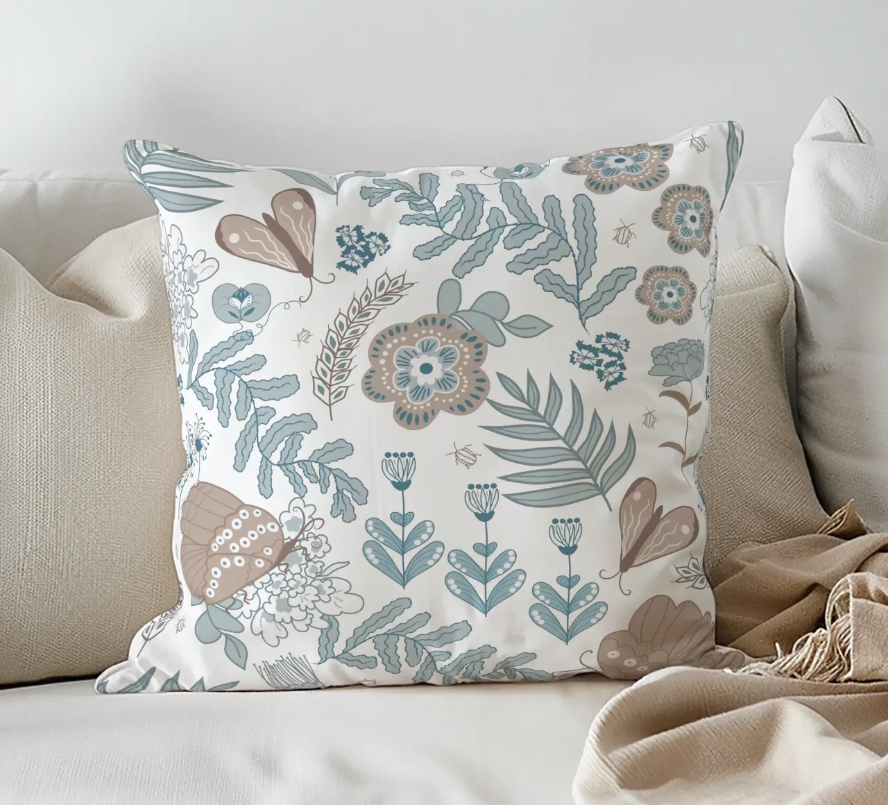 Busy life in the fields cuscino da Mandalla Pattern