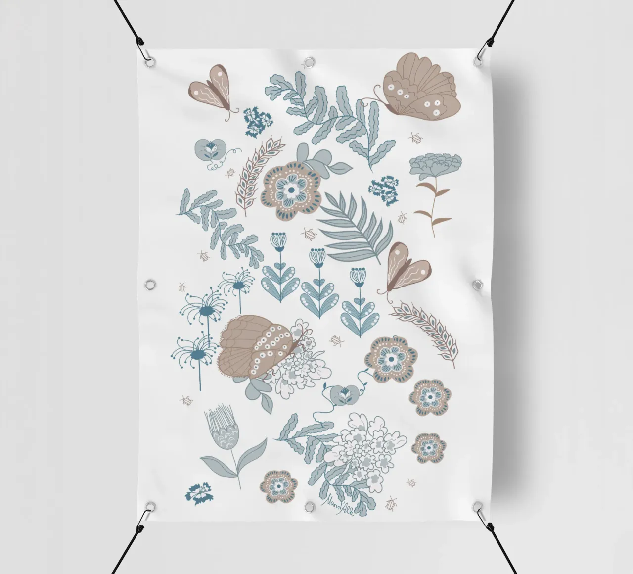 Busy life in the fields telo in pvc da Mandalla Pattern